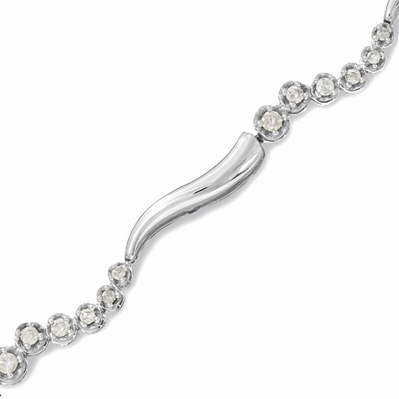 Main Image 1 of 1/2 CT. T.W. Journey Diamond Squiggle Bracelet in 10K White Gold
