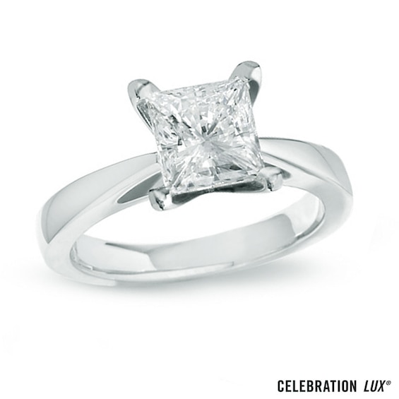 Celebration Lux® 2 CT. Princess-Cut Certified Diamond Solitaire Engagement Ring in 18K White Gold (I/Si2)