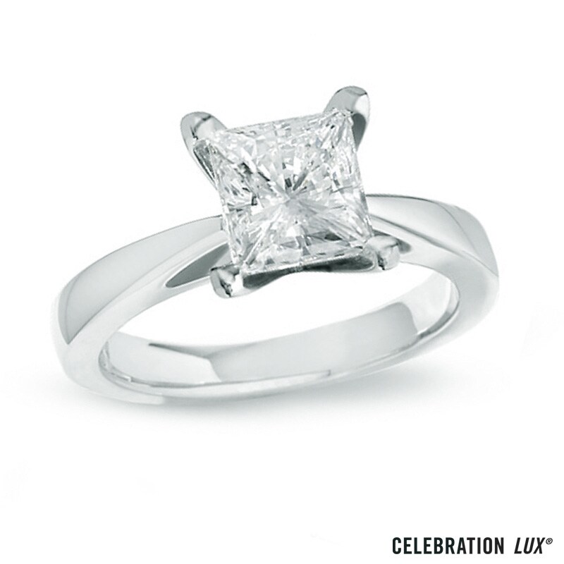 Main Image 1 of Celebration Lux® 2 CT. Princess-Cut Certified Diamond Solitaire Engagement Ring in 18K White Gold (I/SI2)