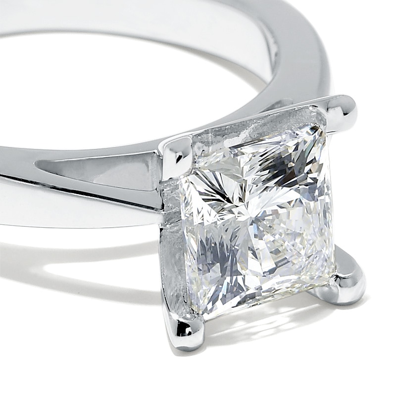Main Image 2 of Celebration Lux® 2 CT. Princess-Cut Certified Diamond Solitaire Engagement Ring in 18K White Gold (I/SI2)