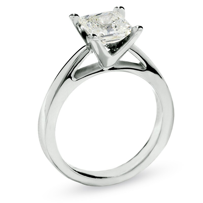 Main Image 3 of Celebration Lux® 2 CT. Princess-Cut Certified Diamond Solitaire Engagement Ring in 18K White Gold (I/SI2)