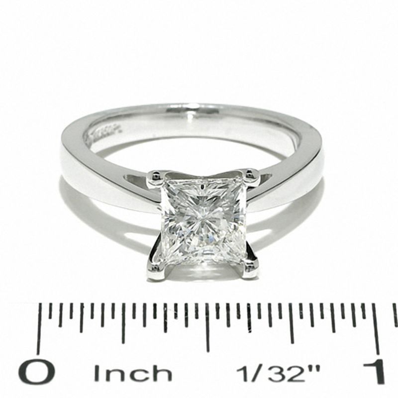 Main Image 4 of Celebration Lux® 2 CT. Princess-Cut Certified Diamond Solitaire Engagement Ring in 18K White Gold (I/SI2)