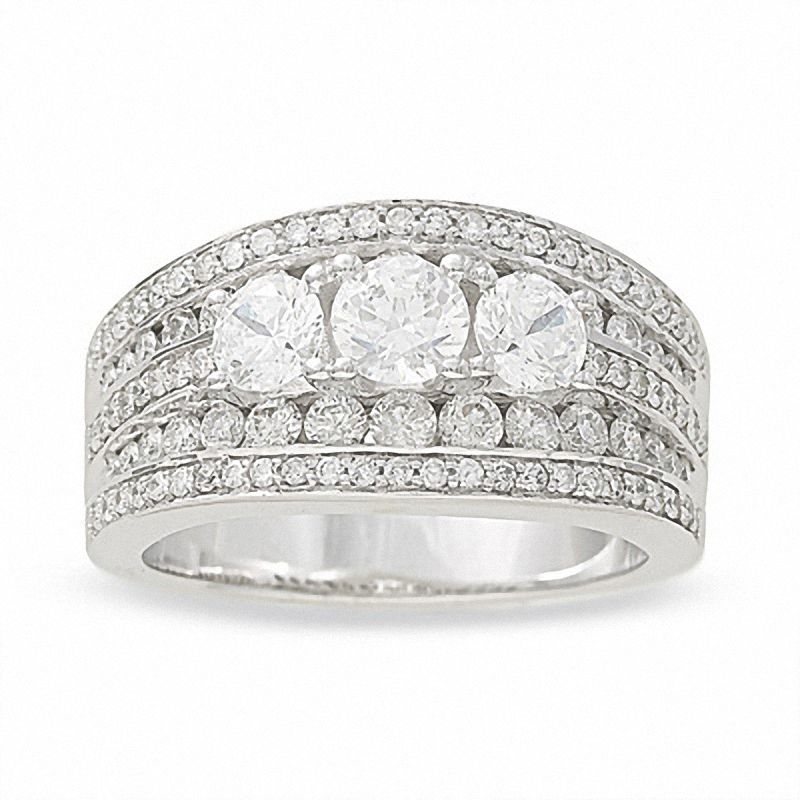 Main Image 1 of 2 CT. T.W. Diamond Past Present Future® Double Row Ring in 14K White Gold