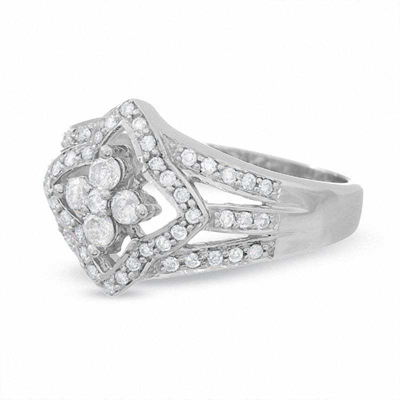 Main Image 3 of 1/2 CT. T.W. Diamond Scallop Kite Ring in 14K White Gold