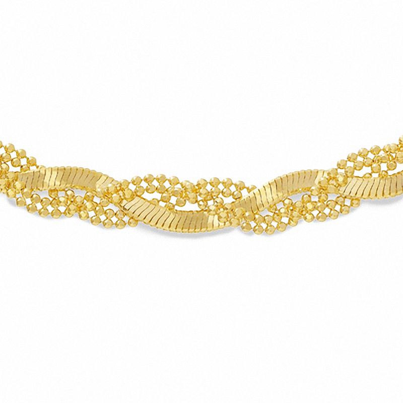 Main Image 1 of Braided Bead Snake Chain Necklace in 14K Gold - 17"