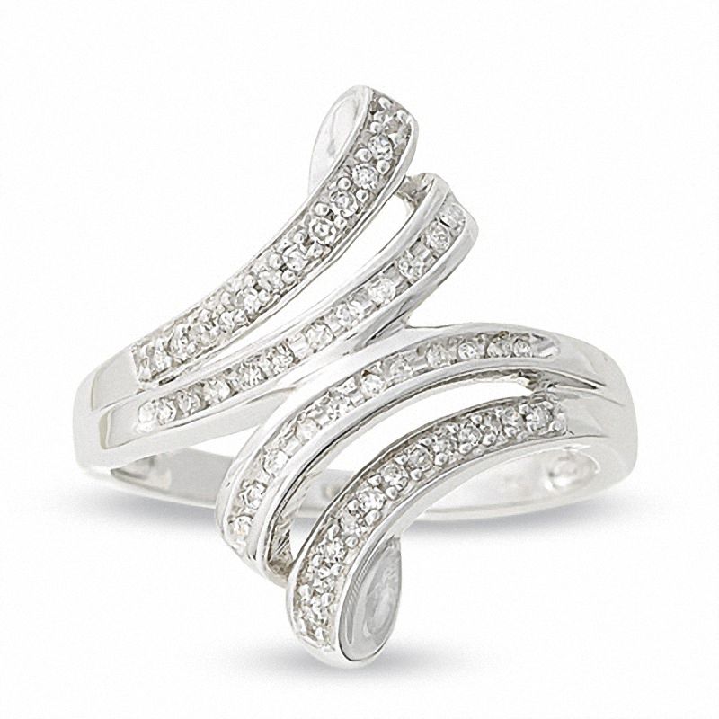 Main Image 1 of 1/5 CT. T.W. Diamond Spiral Ring in 10K White Gold