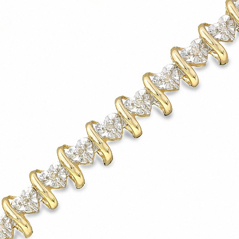 1/5 CT. T.W. Heart-Shaped Diamond S-Link Bracelet in 10K Gold