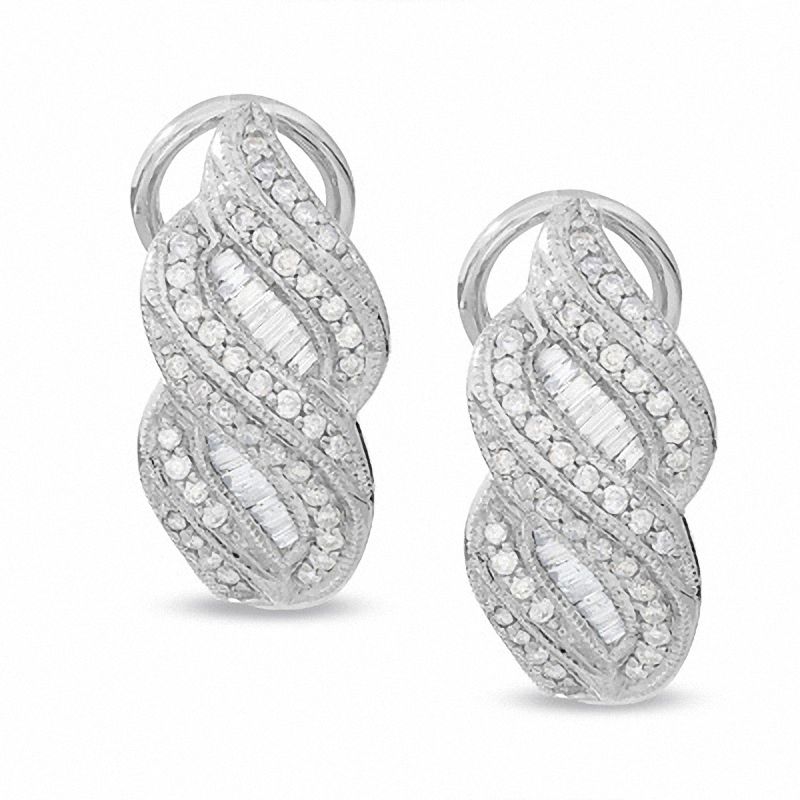 3/4 CT. T.W. Diamond Melee Ribbon Earrings in 14K White Gold