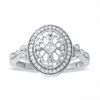 Thumbnail Image 1 of 1/7 CT. T.W. Diamond Oval Antique-Finished Ring in 10K White Gold