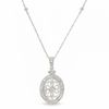 Thumbnail Image 1 of 1/7 CT. T.W. Diamond Oval Antique-Finished Pendant in 10K White Gold