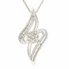 Thumbnail Image 1 of 1/4 CT. T.W. Diamond Bypass Flower Pendant in 10K White Gold