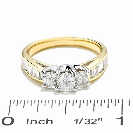 1 CT. T.w. Diamond "V" Gallery Three Stone Ring in 14K Gold