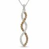 Thumbnail Image 1 of 1/2 CT. T.W. Champagne and White Diamond Twine Pendant in 10K White Gold