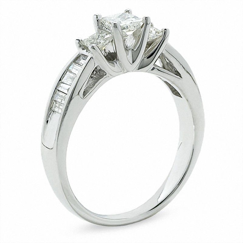 1 CT. T.W. Princess-Cut Diamond Past Present Future® Ring in 14K White Gold