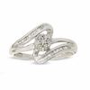 Thumbnail Image 1 of 1/4 CT. T.W. Diamond Bypass Flower Ring in 10K White Gold
