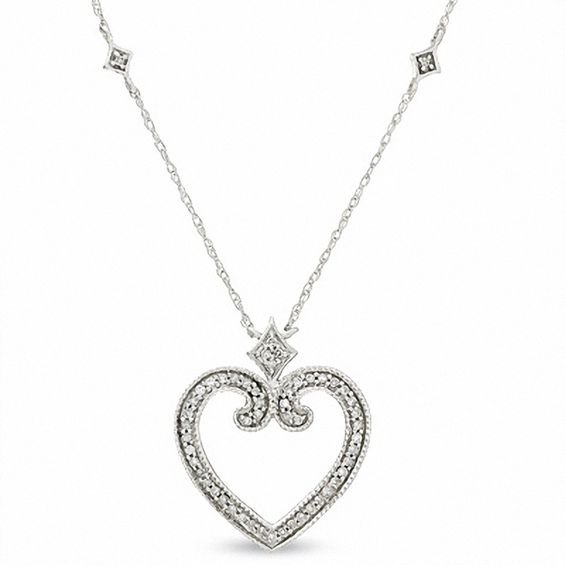 1/5 CT. T.w. Diamond Queen Heart Pendant in 10K White Gold