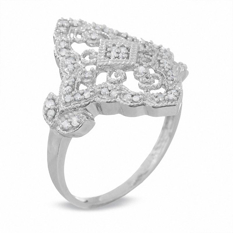 Main Image 2 of 1/7 CT. T.W. Diamond Vintage Kite Ring in 10K White Gold