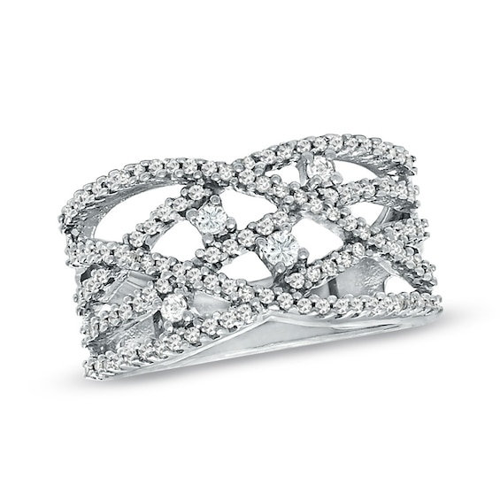 1/2 CT. T.w. Diamond Criss-Cross Fashion Ring in 10K White Gold