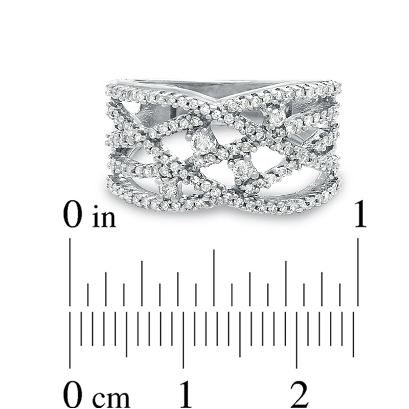 Main Image 3 of 1/2 CT. T.W. Diamond Criss-Cross Fashion Ring in 10K White Gold