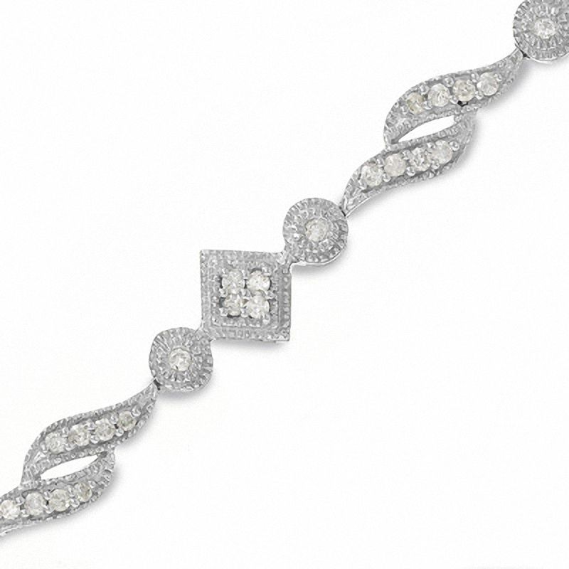 1/2 CT. T.W. Diamond Kite Twist Bracelet in 10K White Gold