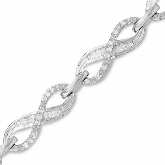 1 CT. T.w. Diamond Bow Bracelet in 10K White Gold