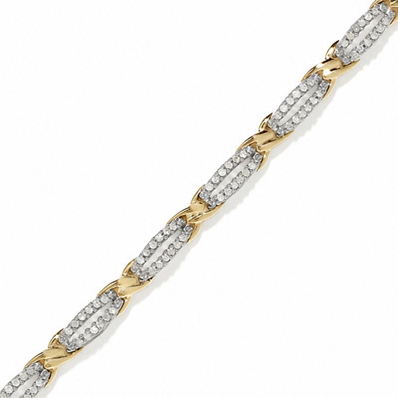 Main Image 1 of 1/2 CT. T.W. Diamond Fashion "X" Bracelet in 10K Two-Tone Gold