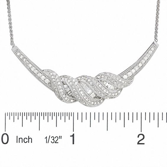 1 CT. T.w. Diamond Melee Ribbon Necklace in 14K White Gold
