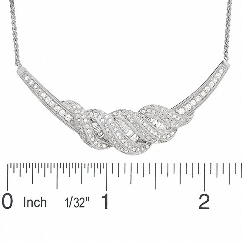 Main Image 2 of 1 CT. T.W. Diamond Melee Ribbon Necklace in 14K White Gold