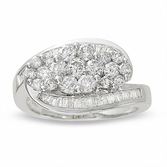 1-1/2 CT. T.w. Multi-Diamond Three Flower Bypass Ring in 14K Gold