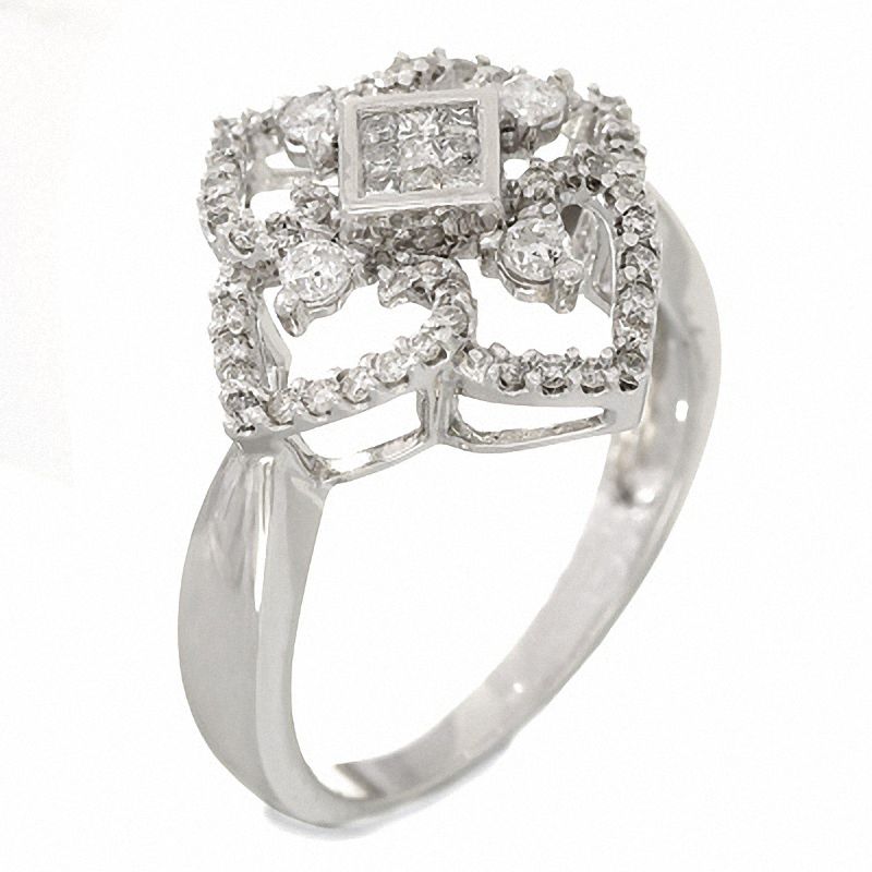 Main Image 2 of 1/2 CT. T.W. Diamond Open Kite Ring in 14K White Gold