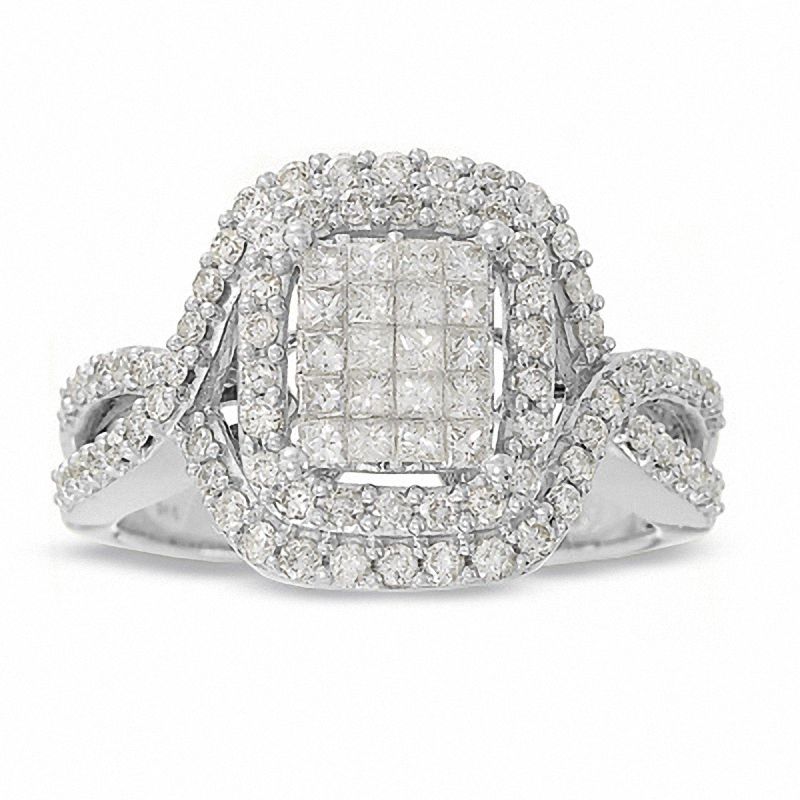 Main Image 1 of 1 CT. T.W. Diamond Double Frame Ring in 14K White Gold