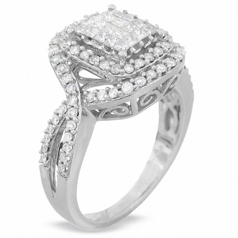 Main Image 2 of 1 CT. T.W. Diamond Double Frame Ring in 14K White Gold