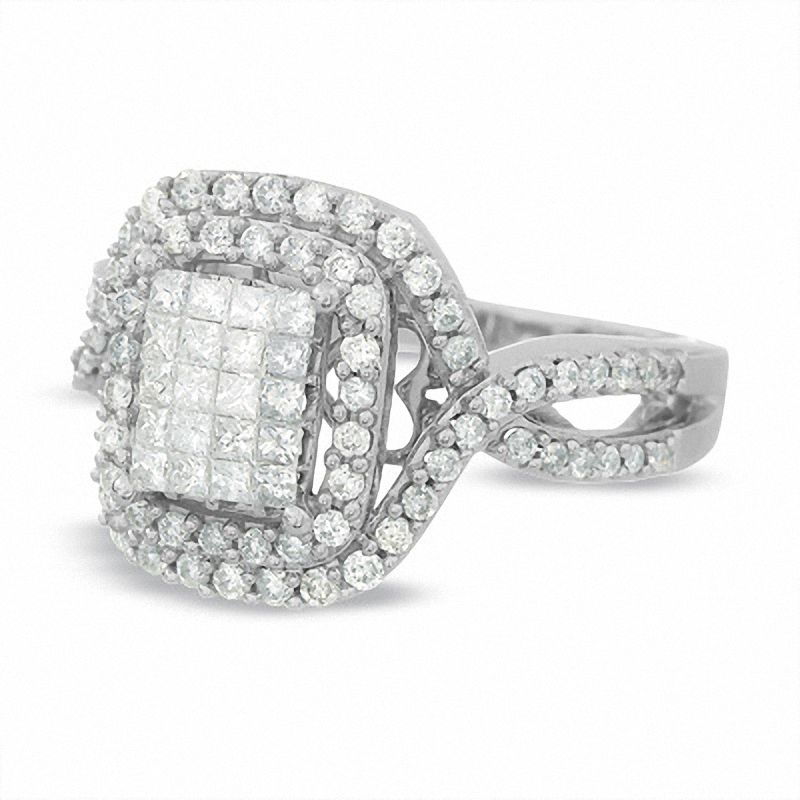 Main Image 3 of 1 CT. T.W. Diamond Double Frame Ring in 14K White Gold