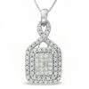 Thumbnail Image 1 of 3/4 CT. T.W. Diamond Double Frame Pendant in 14K White Gold