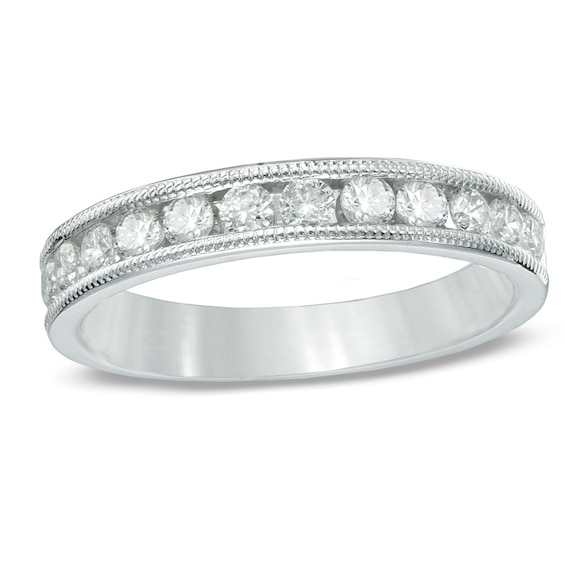 1/2 CT. T.w. Diamond Milgrain Band in 14K White Gold