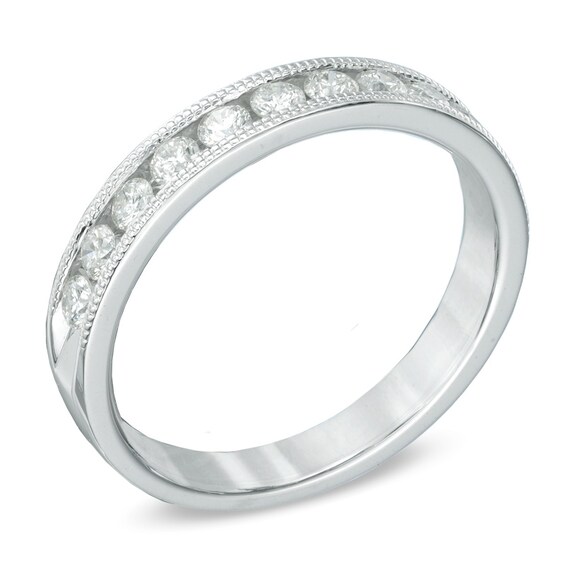 1/2 CT. T.w. Diamond Milgrain Band in 14K White Gold