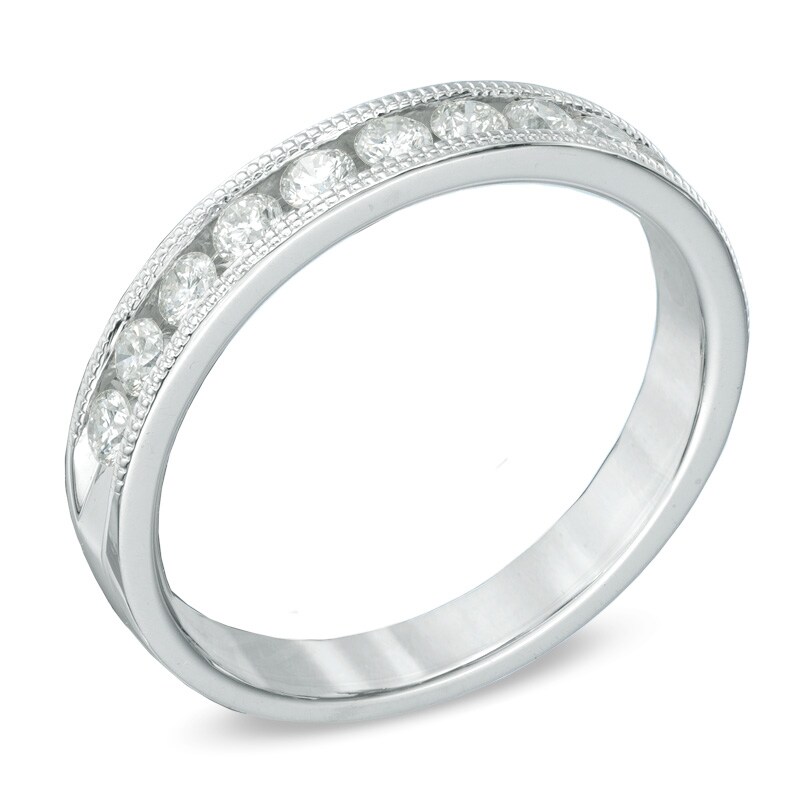 Main Image 2 of 1/2 CT. T.W. Diamond Milgrain Band in 14K White Gold