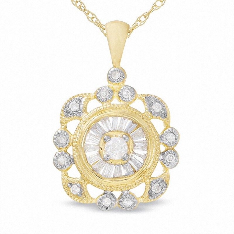 Main Image 1 of 1/3 CT. T.W. Diamond Sun Pendant in 14K Gold