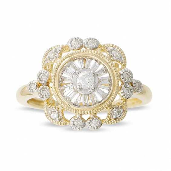 1/3 CT. T.w. Diamond Sun Ring in 14K Gold