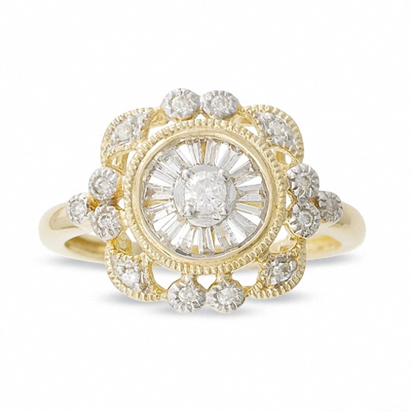 Main Image 1 of 1/3 CT. T.W. Diamond Sun Ring in 14K Gold