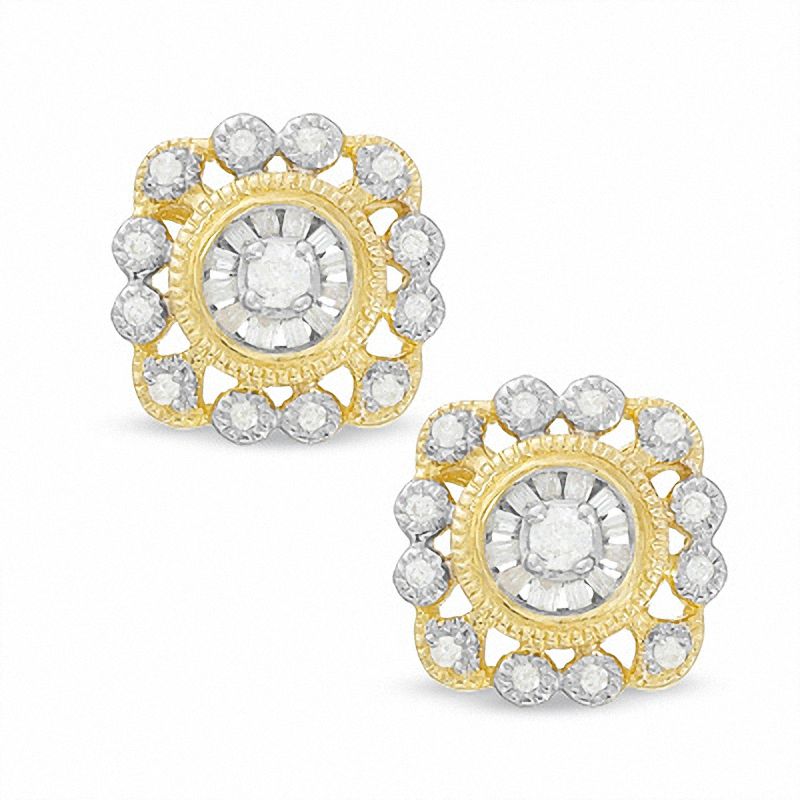 1/3 CT. T.W. Diamond Sun Earrings in 14K Gold