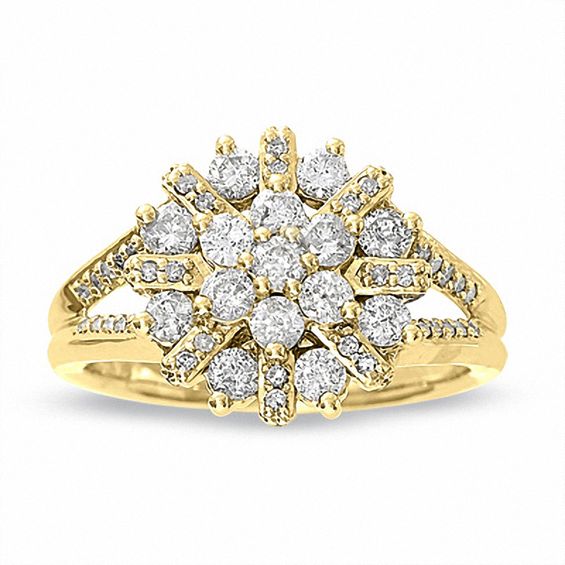 1 CT. T.w. Diamond Split Shank Starlight Ring in 14K Gold