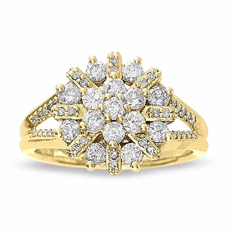 Main Image 1 of 1 CT. T.W. Diamond Split Shank Starlight Ring in 14K Gold