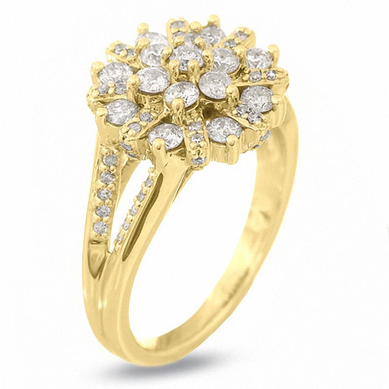 Main Image 2 of 1 CT. T.W. Diamond Split Shank Starlight Ring in 14K Gold