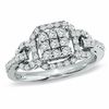 Thumbnail Image 1 of 1/2 CT. T.W. Princess-Shaped Multi-Diamond Frame Belt Buckle Ring in 14K White Gold