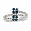 Thumbnail Image 1 of 1/2 CT. T.W. Enhanced Blue & White Diamond Flower Ring in 14K White Gold