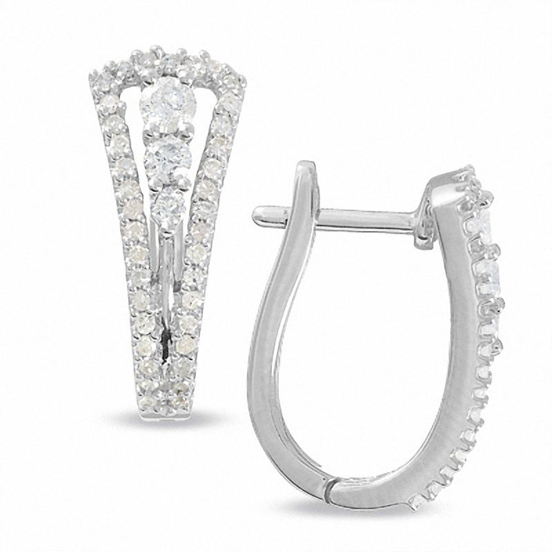 Main Image 1 of 1/2 CT. T.W. Diamond Neck Tie Earrings in 14K White Gold