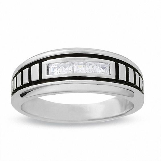 Men's 1/3 CT. T.w. Diamond Five Stone Band in 10K White Gold