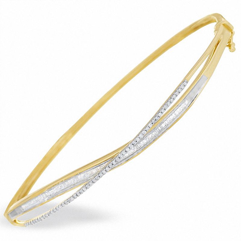 Main Image 1 of 1/2 CT. T.W. Diamond Overlap Bangle in 10K Gold