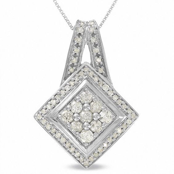 1/2 CT. T.w. Diamond Milgrain Kite Pendant in 10K White Gold
